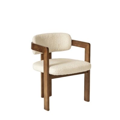 Materiale di velluto verde / lana di agnello Sedile da pranzo in legno massello moderno per mobili di lusso