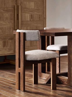 Materiale di velluto verde / lana di agnello Sedile da pranzo in legno massello moderno per mobili di lusso