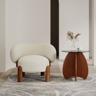 Popolari mobili da soggiorno Moderno In Legno Massello di Agnello Lana/Velvetto Poltrona Sofà Singolo Con Gambe di Noce e Design Leggero di Lusso