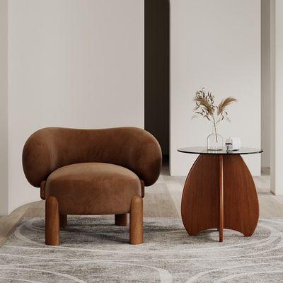 Popolari mobili da soggiorno Moderno In Legno Massello di Agnello Lana/Velvetto Poltrona Sofà Singolo Con Gambe di Noce e Design Leggero di Lusso