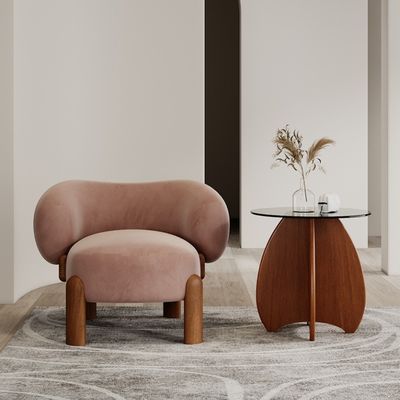 Popolari mobili da soggiorno Moderno In Legno Massello di Agnello Lana/Velvetto Poltrona Sofà Singolo Con Gambe di Noce e Design Leggero di Lusso