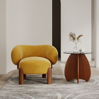 Popolari mobili da soggiorno Moderno In Legno Massello di Agnello Lana/Velvetto Poltrona Sofà Singolo Con Gambe di Noce e Design Leggero di Lusso