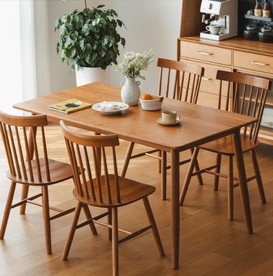 Stile robusto Moderno Disegno semplice Colore di noce americano Tavolo da pranzo in legno massello Set sedile