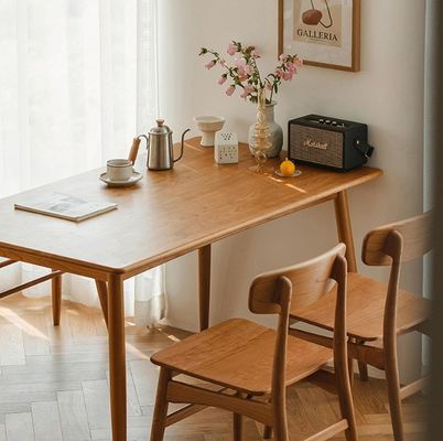Stile robusto Moderno Disegno semplice Colore di noce americano Tavolo da pranzo in legno massello Set sedile