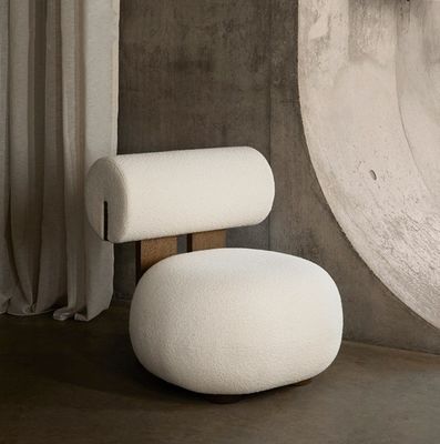 Sedile da soggiorno con gambe in legno creativo stile moderno in legno per il tempo libero sedile divano singolo in lana di agnello W70*D81*H71CM