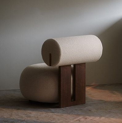 Sedile da soggiorno con gambe in legno creativo stile moderno in legno per il tempo libero sedile divano singolo in lana di agnello W70*D81*H71CM