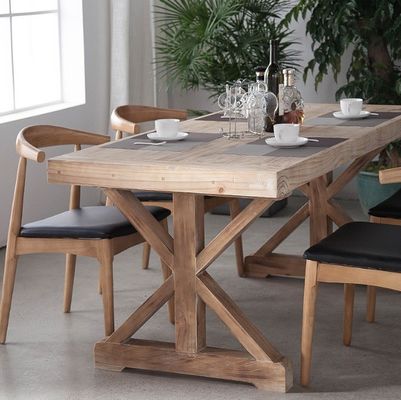 Arredamento domestico generale Tavolo da pranzo in legno naturale moderno e sedia da pranzo in legno massello per tavoli da ristorante personalizzati