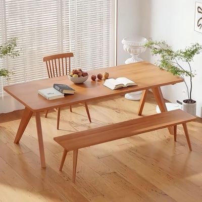Tavoli e sedie in legno massello per ristoranti Set di tavolo da pranzo in legno rettangolare in design moderno