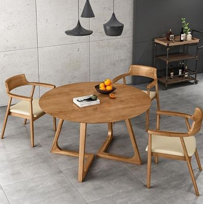 Nitrolacquer Finish Stile Nordico Tavolo da pranzo in legno massello Set senza disegno pieghevole e mobili da pranzo