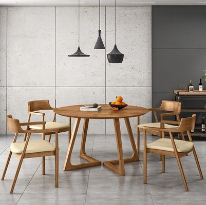 Nitrolacquer Finish Stile Nordico Tavolo da pranzo in legno massello Set senza disegno pieghevole e mobili da pranzo