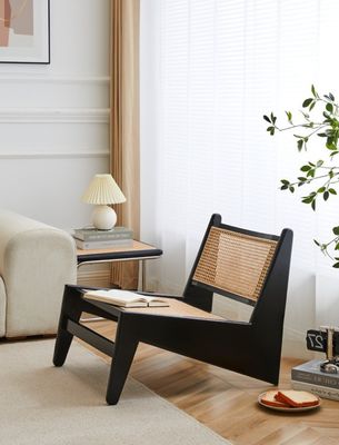 Moderno design Sedie per il tempo libero Arredamento in legno Sedie per il soggiorno con telaio di quercia naturale Sedie in legno di rattan