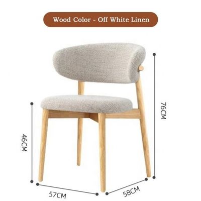 Arredamento per la sala da pranzo colore personalizzato design tradizionale sedia in legno di noce con tessuto di lino bianco e schienale curvo