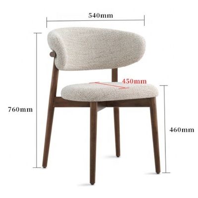 Arredamento per la sala da pranzo colore personalizzato design tradizionale sedia in legno di noce con tessuto di lino bianco e schienale curvo