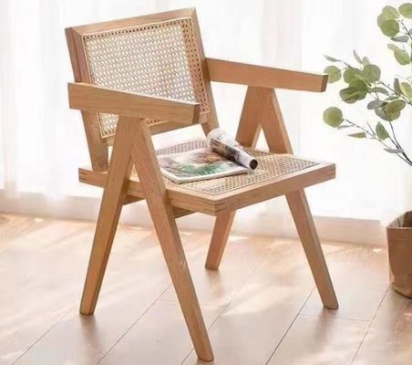 Legno nero/noce colore legno massello con sedia di rotino per mobili da pranzo in stile moderno