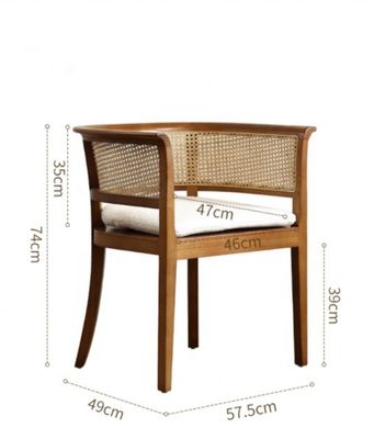 Home Arredamento Morden Nordic Tissue Cane Black Rarran Sedile da letto Sedie in legno Vicker per hotel Sedie da pranzo tappezzate