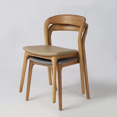 Mobili per la casa Sedia da pranzo in legno di quercia Design moderno in stile nordico Sedie bianche per cucina in pelle PU in legno