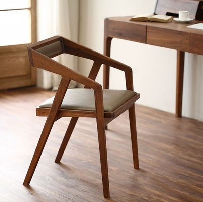 Home Arredamento Moderno Design Nordico Sedile da pranzo in legno massello e cuoio PU