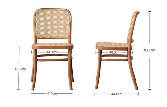 Sedia da pranzo con schiena in legno massello di rotino per mobili da pranzo W47.4CM*D44.6CM*H83.5CM