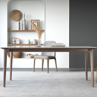 Arredamento per la sala da pranzo Tavolo da pranzo in legno con materiale di copertura a effetto marmo