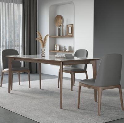 Arredamento per la sala da pranzo Tavolo da pranzo in legno con materiale di copertura a effetto marmo