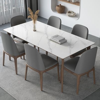 Arredamento per la sala da pranzo Tavolo da pranzo in legno con materiale di copertura a effetto marmo