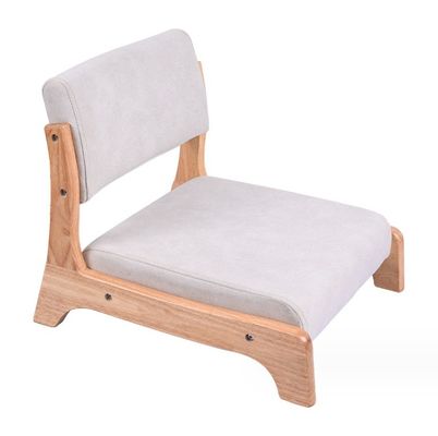 Imballaggio per la posta in stile giapponese Tatami Legless Wood Floor Tea Chair in legno massello con supporto posteriore