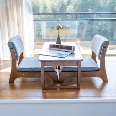 Imballaggio per la posta in stile giapponese Tatami Legless Wood Floor Tea Chair in legno massello con supporto posteriore