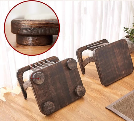 Sedile da pavimento in legno massello Finitura e supporto posteriore in nitrolacchia per sedie da tè da pavimento senza gambe in legno tatami giapponese