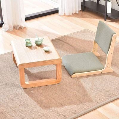 Imballaggio postale Y Sedile di svago stile tatami giapponese Legno a terra senza gambe Sedile da tè con supporto posteriore