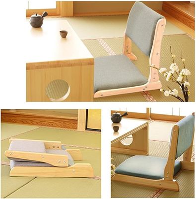 Imballaggio postale Y Sedile di svago stile tatami giapponese Legno a terra senza gambe Sedile da tè con supporto posteriore