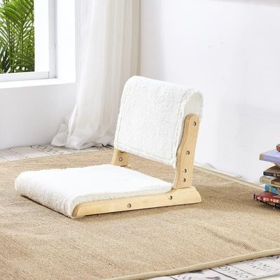 Imballaggio postale Y Sedile di svago stile tatami giapponese Legno a terra senza gambe Sedile da tè con supporto posteriore