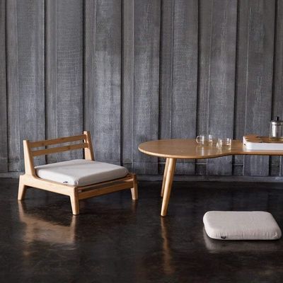 Home Arredamento Giapponese Tatami Leg Legless Leg Wood Tea Chair con supporto posteriore OEM/ODM SI