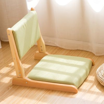 Sedile da soggiorno in stile moderno Tatami giapponese in legno senza gambe Sedile da tè con sostegno posteriore Sedile da pavimento in legno massiccio