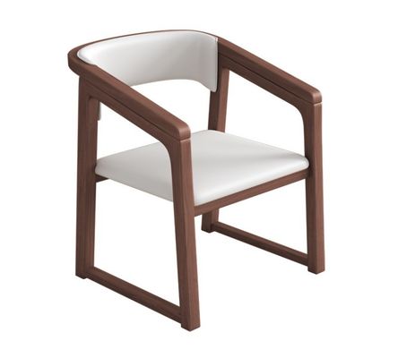 Poltrona in legno massello in pelle in legno in PU W56*D51*H71CM Poltrona da pranzo di design nordico Poltrona in legno moderna