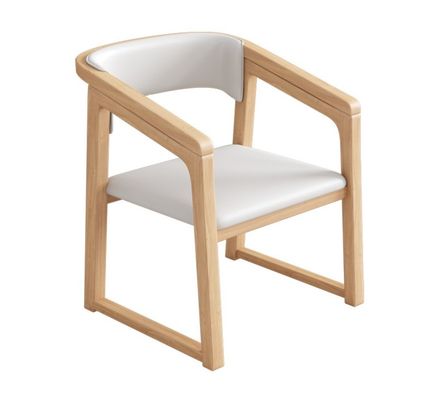 Poltrona in legno massello in pelle in legno in PU W56*D51*H71CM Poltrona da pranzo di design nordico Poltrona in legno moderna