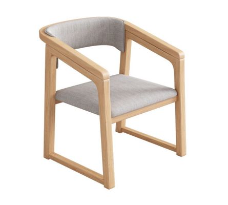 Poltrona in legno massello in pelle in legno in PU W56*D51*H71CM Poltrona da pranzo di design nordico Poltrona in legno moderna