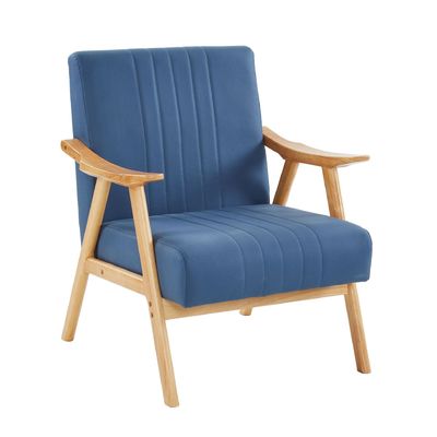 Wabi-Sabi Design Style Tessuto imbottito Legno massello Salone di svago Divano in legno Poltrona per soggiorno