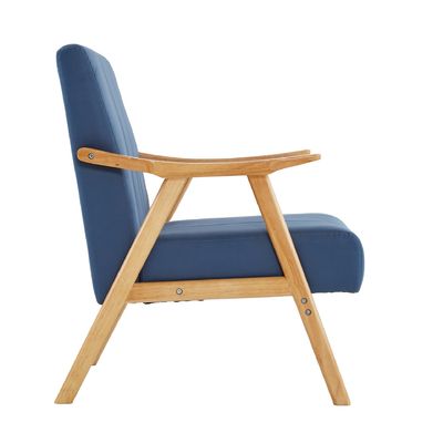 Wabi-Sabi Design Style Tessuto imbottito Legno massello Salone di svago Divano in legno Poltrona per soggiorno