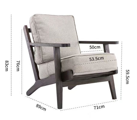 Sedile in legno massello imbottito in tessuto Nitrolacquer Finish Sedile per salotto per il tempo libero