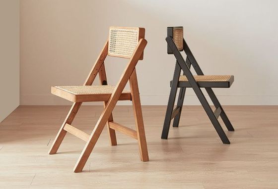 Sedile da sposa in legno marrone moderno sedile da rattan pieghevole per ufficio pranzo e matrimoni in stile naturale