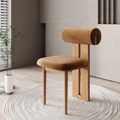 NC/PU Vernice Finitura Legno Massello Stile Tessuto di velluto bianco Sedile da pranzo imbottito Sedie da pranzo Nordic Cafe