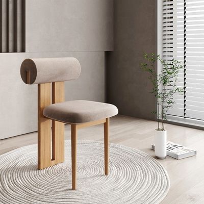 NC/PU Vernice Finitura Legno Massello Stile Tessuto di velluto bianco Sedile da pranzo imbottito Sedie da pranzo Nordic Cafe