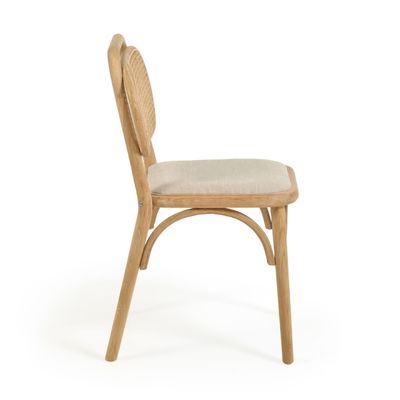 Arredamento per la sala da pranzo Sedile da pranzo in tessuto di lino bianco con cuscinetto e schienale curvo Colore noce Legno in colore personalizzato