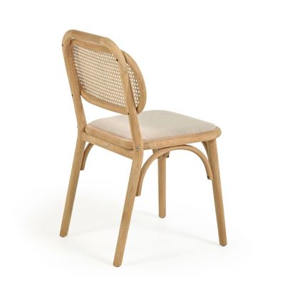 Arredamento per la sala da pranzo Sedile da pranzo in tessuto di lino bianco con cuscinetto e schienale curvo Colore noce Legno in colore personalizzato