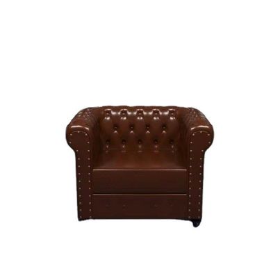 Moderno design nordico Sedile in legno massello e cuoio PU per soggiorno a un posto Divano