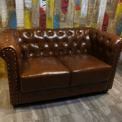 Moderno design nordico Sedile in legno massello e cuoio PU per soggiorno a un posto Divano