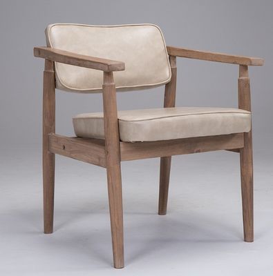 Mobili da pranzo moderni europei Sedie in pelle PU in legno massello in legno naturale per campioni di sala da pranzo