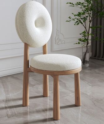 Soggiorno e Hotel Sedile morbido Sedile da pranzo in lana di agnello in legno W47*D48*H79CM con design moderno