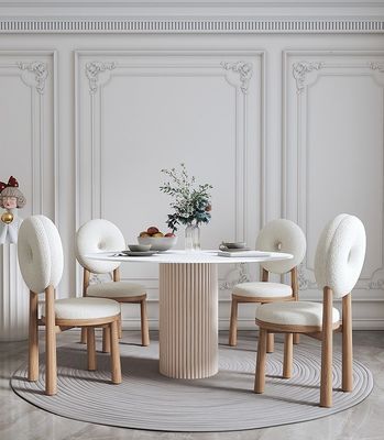 Soggiorno e Hotel Sedile morbido Sedile da pranzo in lana di agnello in legno W47*D48*H79CM con design moderno