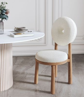 Soggiorno e Hotel Sedile morbido Sedile da pranzo in lana di agnello in legno W47*D48*H79CM con design moderno